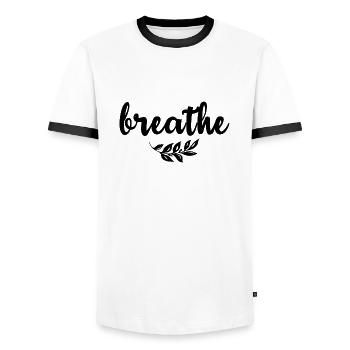 Yoga Meditation Spa Namaste - Men's Ringer Shirt - white/black - Front - AI Model Female 172 light (172cm) & AI Model Male 178 dark (178cm)