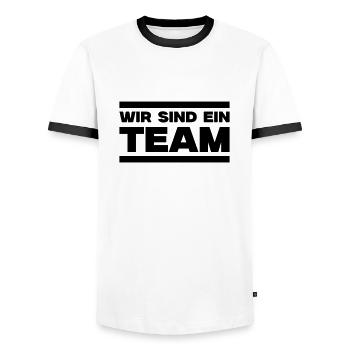Nous sommes une équipe - T-shirt contrasté Homme - blanc/noir - Devant - AI Model Female 172 light (172cm) & AI Model Male 178 dark (178cm)