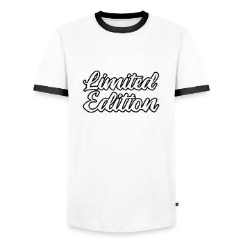 Limited Edition - Men's Ringer Shirt - white/black - Front - AI Model Female 172 light (172cm) & AI Model Male 178 dark (178cm)