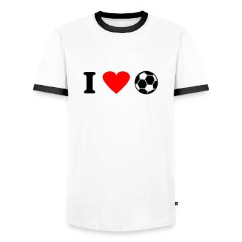 Soccer - Men's Ringer Shirt - white/black - Front - AI Model Female 172 light (172cm) & AI Model Male 178 dark (178cm)
