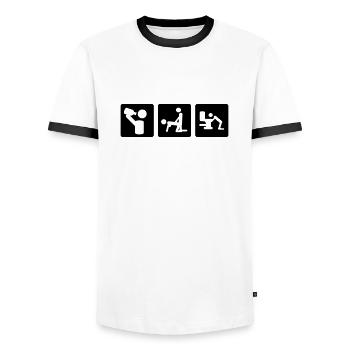 party weekend festival - Men's Ringer Shirt - white/black - Front - AI Model Female 172 light (172cm) & AI Model Male 178 dark (178cm)