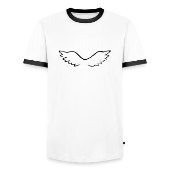 Engelsflügel - Männer Kontrast-T-Shirt - Weiß/Schwarz - Vorne - AI Model Female 172 light (172cm) & AI Model Male 178 dark (178cm)