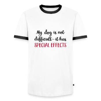 dog - Männer Kontrast-T-Shirt - Weiß/Schwarz - Vorne - AI Model Female 172 light (172cm) & AI Model Male 178 dark (178cm)