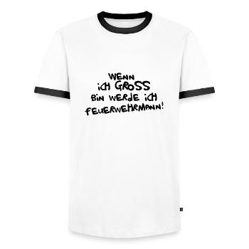 Ich werde Feuerwehrmann - Männer Kontrast-T-Shirt - Weiß/Schwarz - Vorne - AI Model Female 172 light (172cm) & AI Model Male 178 dark (178cm)