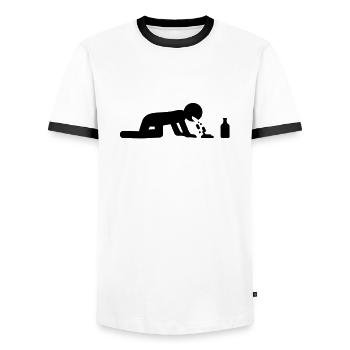 drink_and_puke - T-shirt contrasté Homme - blanc/noir - Devant - AI Model Female 172 light (172cm) & AI Model Male 178 dark (178cm)