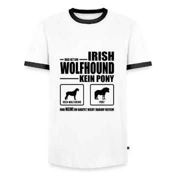IRISH WOLFHOUND kein Pony Hundespruch WILSIGNS - Männer Kontrast-T-Shirt - Weiß/Schwarz - Vorne - AI Model Female 172 light (172cm) & AI Model Male 178 dark (178cm)