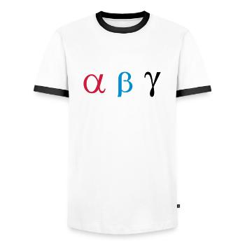 ALPHA BETA GAMMA - Men's Ringer Shirt - white/black - Front - AI Model Female 172 light (172cm) & AI Model Male 178 dark (178cm)
