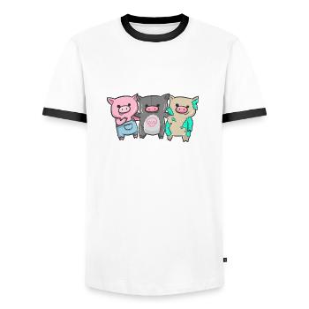 Piggy and the Gang I Lustiges Geschenk I Schwein - Männer Kontrast-T-Shirt - Weiß/Schwarz - Vorne - AI Model Female 172 light (172cm) & AI Model Male 178 dark (178cm)