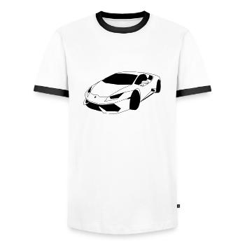 Lambo Sports Car - Men's Ringer Shirt - white/black - Front - AI Model Female 172 light (172cm) & AI Model Male 178 dark (178cm)