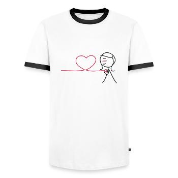 Together Forever (Picture 1 of 2) (Girl) - Men's Ringer Shirt - white/black - Front - AI Model Female 172 light (172cm) & AI Model Male 178 dark (178cm)