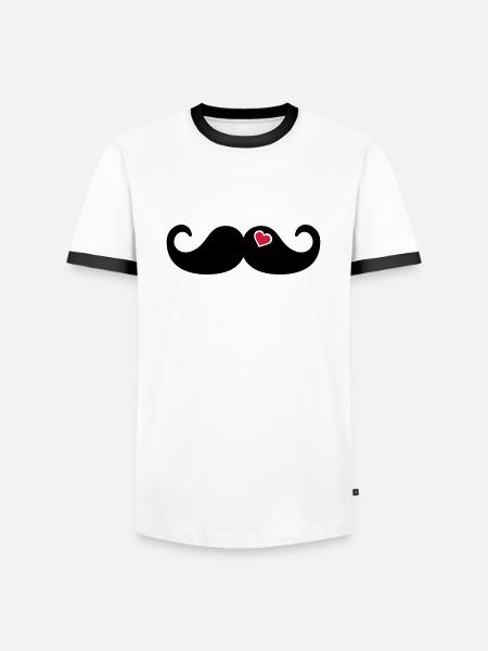 Mustache Barbe - T-shirt contrasté Homme - blanc/noir