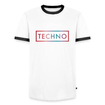 Techno Color Minimal Geschenk - Männer Kontrast-T-Shirt - Weiß/Schwarz - Vorne - AI Model Female 172 light (172cm) & AI Model Male 178 dark (178cm)