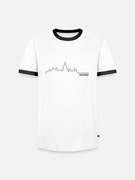 Skyline Mainz - Männer Kontrast-T-Shirt - Weiß/Schwarz
