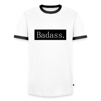 [HD] Badass encadre noir - T-shirt contrasté Homme - blanc/noir - Devant - AI Model Female 172 light (172cm) & AI Model Male 178 dark (178cm)