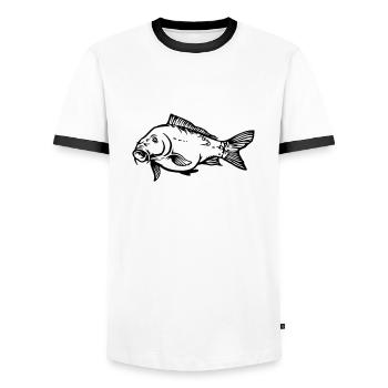 karfen4 - Männer Kontrast-T-Shirt - Weiß/Schwarz - Vorne - AI Model Female 172 light (172cm) & AI Model Male 178 dark (178cm)
