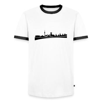 Skyline - München - Männer Kontrast-T-Shirt - Weiß/Schwarz - Vorne - AI Model Female 172 light (172cm) & AI Model Male 178 dark (178cm)