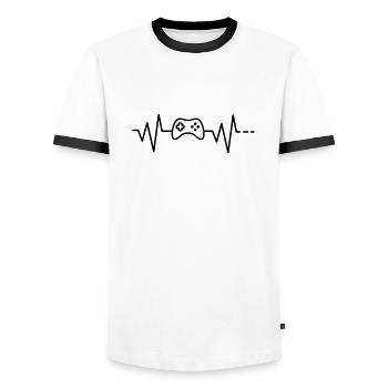 Herzschlag Gaming Zocken X box Controller Gamepad - Männer Kontrast-T-Shirt - Weiß/Schwarz - Vorne - AI Model Female 172 light (172cm) & AI Model Male 178 dark (178cm)