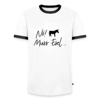 nö muss esel - Männer Kontrast-T-Shirt - Weiß/Schwarz - Vorne - AI Model Female 172 light (172cm) & AI Model Male 178 dark (178cm)
