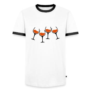 rotwein glaeser anstossen - Männer Kontrast-T-Shirt - Weiß/Schwarz - Vorne - AI Model Female 172 light (172cm) & AI Model Male 178 dark (178cm)