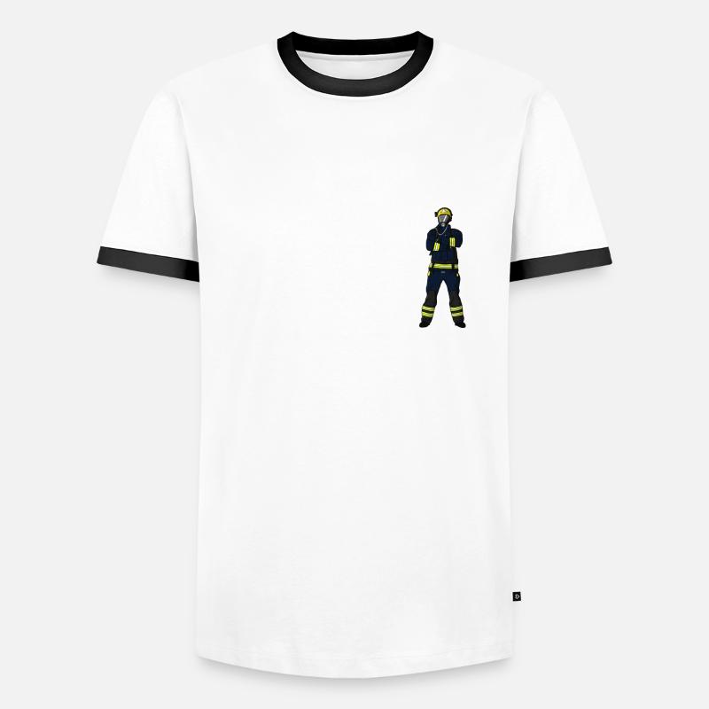 Évolution du pompier - T-shirt contrasté Homme - blanc/noir