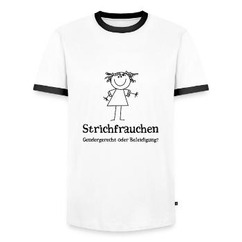 strichfrauchen schwarz - Männer Kontrast-T-Shirt - Weiß/Schwarz - Vorne - AI Model Female 172 light (172cm) & AI Model Male 178 dark (178cm)