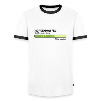 Morgenmuffel nicht ansprechen ausschlafen zu früh - Männer Kontrast-T-Shirt - Weiß/Schwarz - Vorne - AI Model Female 172 light (172cm) & AI Model Male 178 dark (178cm)