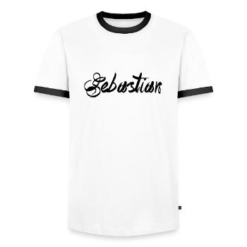 Sebastian - T-shirt contrasté Homme - blanc/noir - Devant - AI Model Female 172 light (172cm) & AI Model Male 178 dark (178cm)