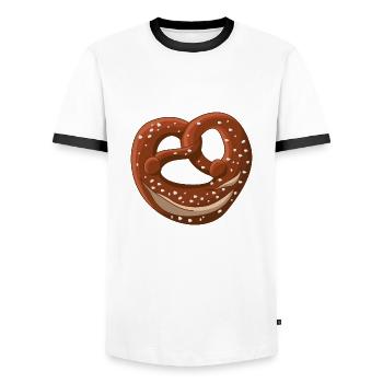 bayrische Brezel - Männer Kontrast-T-Shirt - Weiß/Schwarz - Vorne - AI Model Female 172 light (172cm) & AI Model Male 178 dark (178cm)