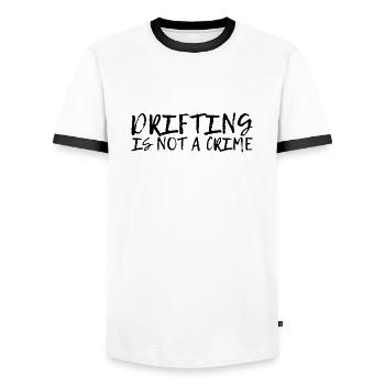 La dérive n’est pas un crime - T-shirt contrasté Homme - blanc/noir - Devant - AI Model Female 172 light (172cm) & AI Model Male 178 dark (178cm)