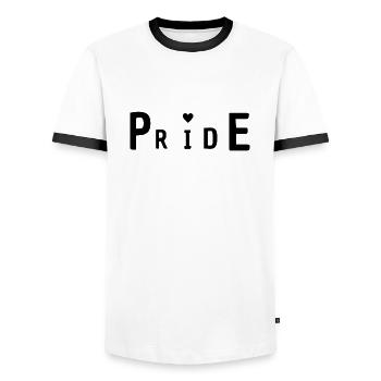 Pride Schriftzug - Männer Kontrast-T-Shirt - Weiß/Schwarz - Vorne - AI Model Female 172 light (172cm) & AI Model Male 178 dark (178cm)