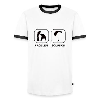 Gleitschirmfliegen Paragleiter Parapente - T-shirt contrasté Homme - blanc/noir - Devant - AI Model Female 172 light (172cm) & AI Model Male 178 dark (178cm)