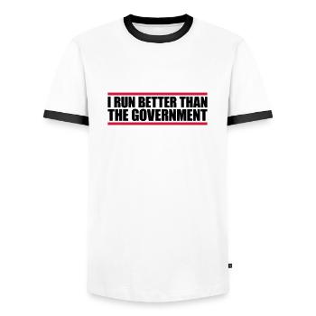 run better than government - Men's Ringer Shirt - white/black - Front - AI Model Female 172 light (172cm) & AI Model Male 178 dark (178cm)