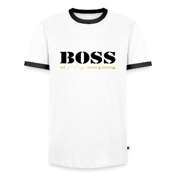 Boss de tout noir et or - T-shirt contrasté Homme - blanc/noir - Devant - AI Model Female 172 light (172cm) & AI Model Male 178 dark (178cm)