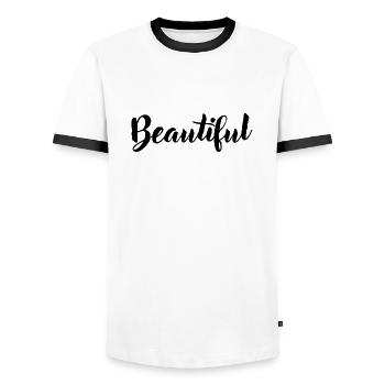 Beautiful - Men's Ringer Shirt - white/black - Front - AI Model Female 172 light (172cm) & AI Model Male 178 dark (178cm)