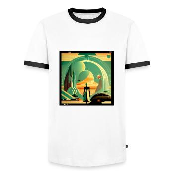 Horizonte der Zukunft - Männer Kontrast-T-Shirt - Weiß/Schwarz - Vorne - AI Model Female 172 light (172cm) & AI Model Male 178 dark (178cm)