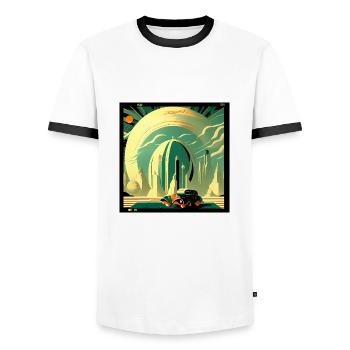 Nostalgic future - Men's Ringer Shirt - white/black - Front - AI Model Female 172 light (172cm) & AI Model Male 178 dark (178cm)