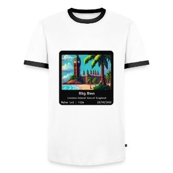 Big Ben London Island, Sea of England - Men's Ringer Shirt - white/black - Front - AI Model Female 172 light (172cm) & AI Model Male 178 dark (178cm)