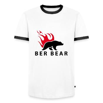 FlammenBär Schwarz-Rot - Männer Kontrast-T-Shirt - Weiß/Schwarz - Vorne - AI Model Female 172 light (172cm) & AI Model Male 178 dark (178cm)