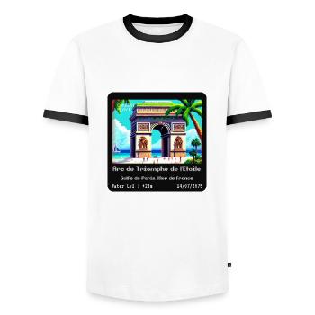 Arc de Triomphe de l'Étoile - Men's Ringer Shirt - white/black - Front - AI Model Female 172 light (172cm) & AI Model Male 178 dark (178cm)