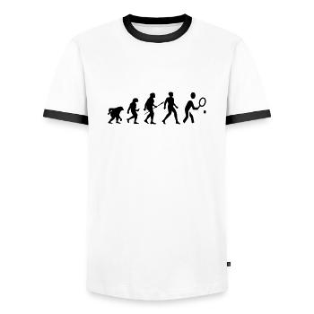 Cooles „Evolution Tennis Shirt“ Design - Männer Kontrast-T-Shirt - Weiß/Schwarz - Vorne - AI Model Female 172 light (172cm) & AI Model Male 178 dark (178cm)