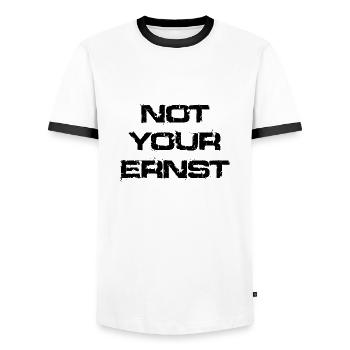 Not Your Ernst - Men's Ringer Shirt - white/black - Front - AI Model Female 172 light (172cm) & AI Model Male 178 dark (178cm)