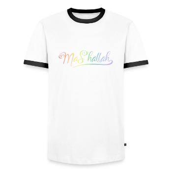 Mashallah - Männer Kontrast-T-Shirt - Weiß/Schwarz - Vorne - AI Model Female 172 light (172cm) & AI Model Male 178 dark (178cm)