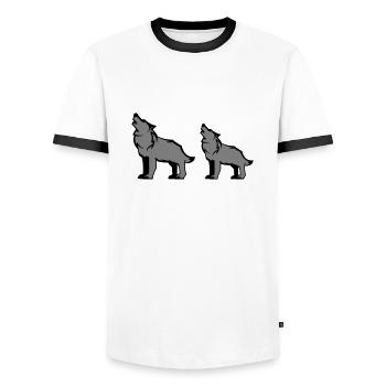Meute de loups - T-shirt contrasté Homme - blanc/noir - Devant - AI Model Female 172 light (172cm) & AI Model Male 178 dark (178cm)