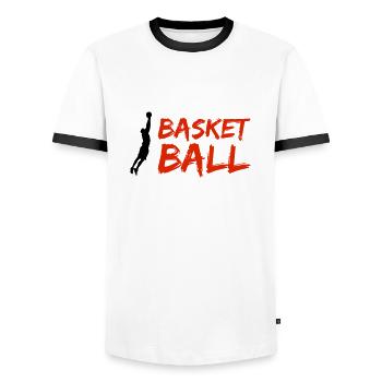 Basketball Silhouette - Men's Ringer Shirt - white/black - Front - AI Model Female 172 light (172cm) & AI Model Male 178 dark (178cm)