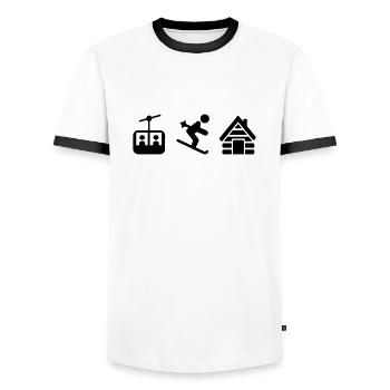 Ski - T-shirt contrasté Homme - blanc/noir - Devant - AI Model Female 172 light (172cm) & AI Model Male 178 dark (178cm)