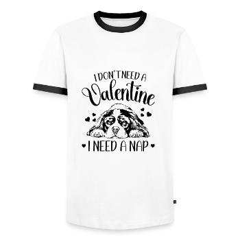 Cavalier King Charles Spaniel Valentine Wilsigns - T-shirt contrasté Homme - blanc/noir - Devant - AI Model Female 172 light (172cm) & AI Model Male 178 dark (178cm)