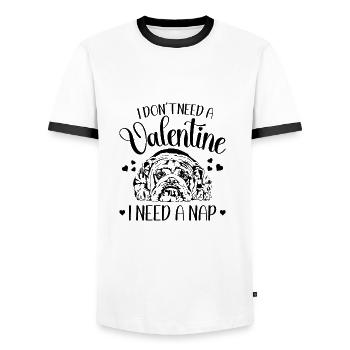 Bouledogue anglais Saint-Valentin chiens chien Wilsigns - T-shirt contrasté Homme - blanc/noir - Devant - AI Model Female 172 light (172cm) & AI Model Male 178 dark (178cm)