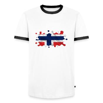 Norway Norway Flag Scandinavia Norden Tor Viking - Men's Ringer Shirt - white/black - Front - AI Model Female 172 light (172cm) & AI Model Male 178 dark (178cm)