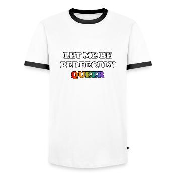 Laissez-moi être parfaitement queer - T-shirt contrasté Homme - blanc/noir - Devant - AI Model Female 172 light (172cm) & AI Model Male 178 dark (178cm)