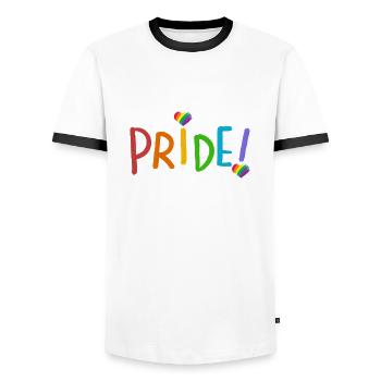 LGBT-Stolz - Männer Kontrast-T-Shirt - Weiß/Schwarz - Vorne - AI Model Female 172 light (172cm) & AI Model Male 178 dark (178cm)